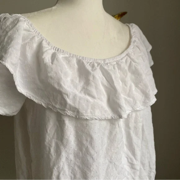 Buffalo David Bitton White Off-Shoulder Ruffle Top - Picture 5 of 8